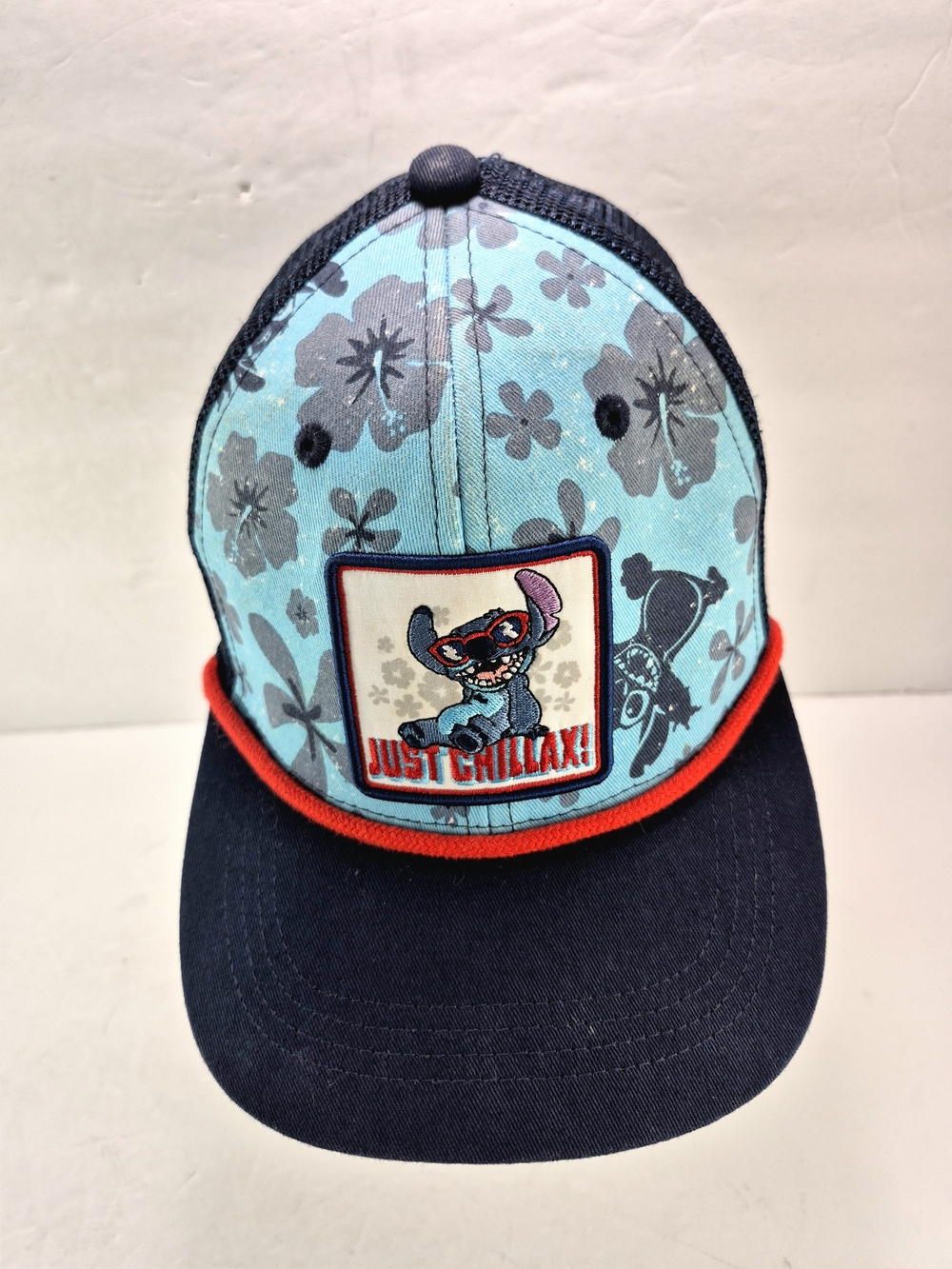 NWOT Disney Parks Stitch "Just Chillax!" Trucker Snapback Adult Hat Snapback